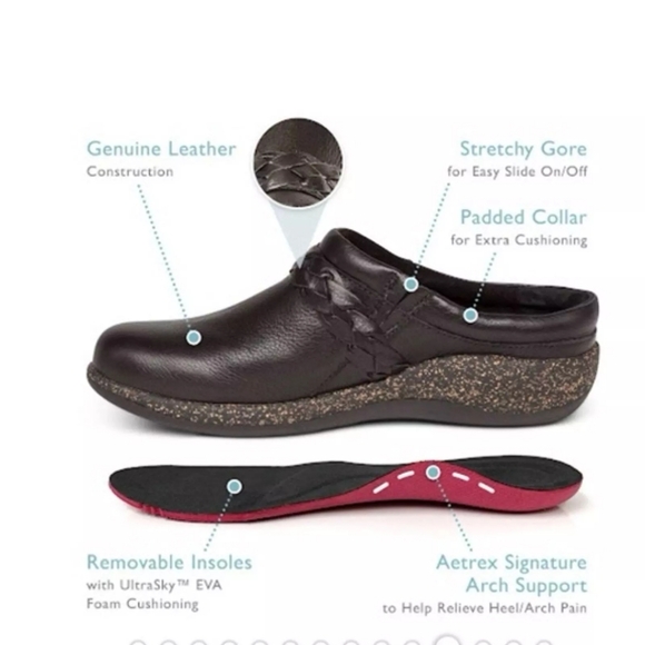 Aetrex Libby Comfort Clog Black Leather Slipons - Picture 5 of 11